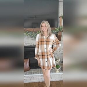 Plaid Button-Up Shirt dress